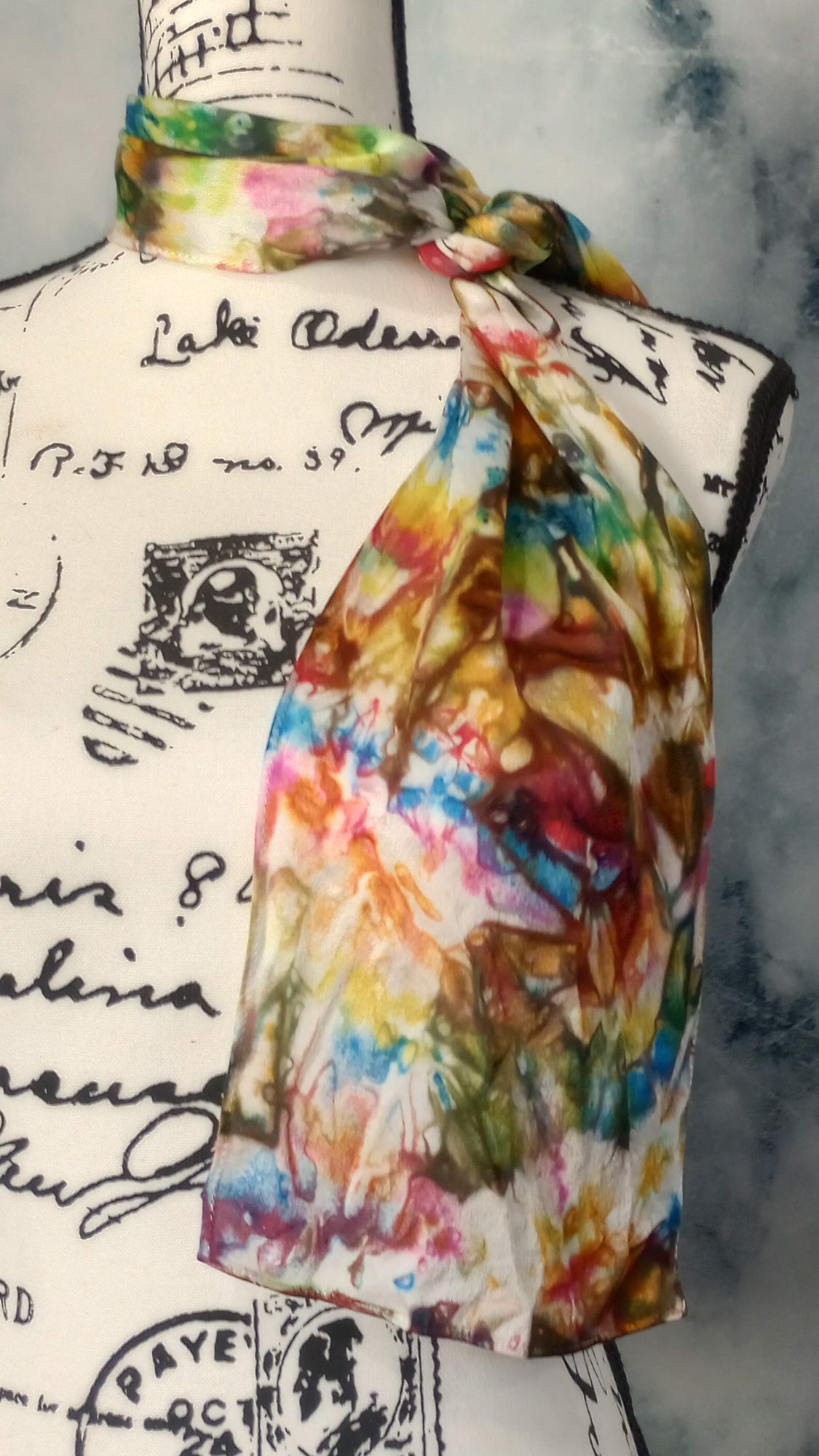 AFREMOV'S FAREWELL TO ANGER Hand-Dyed Silk Satin Scarf - 8 x 54 inches