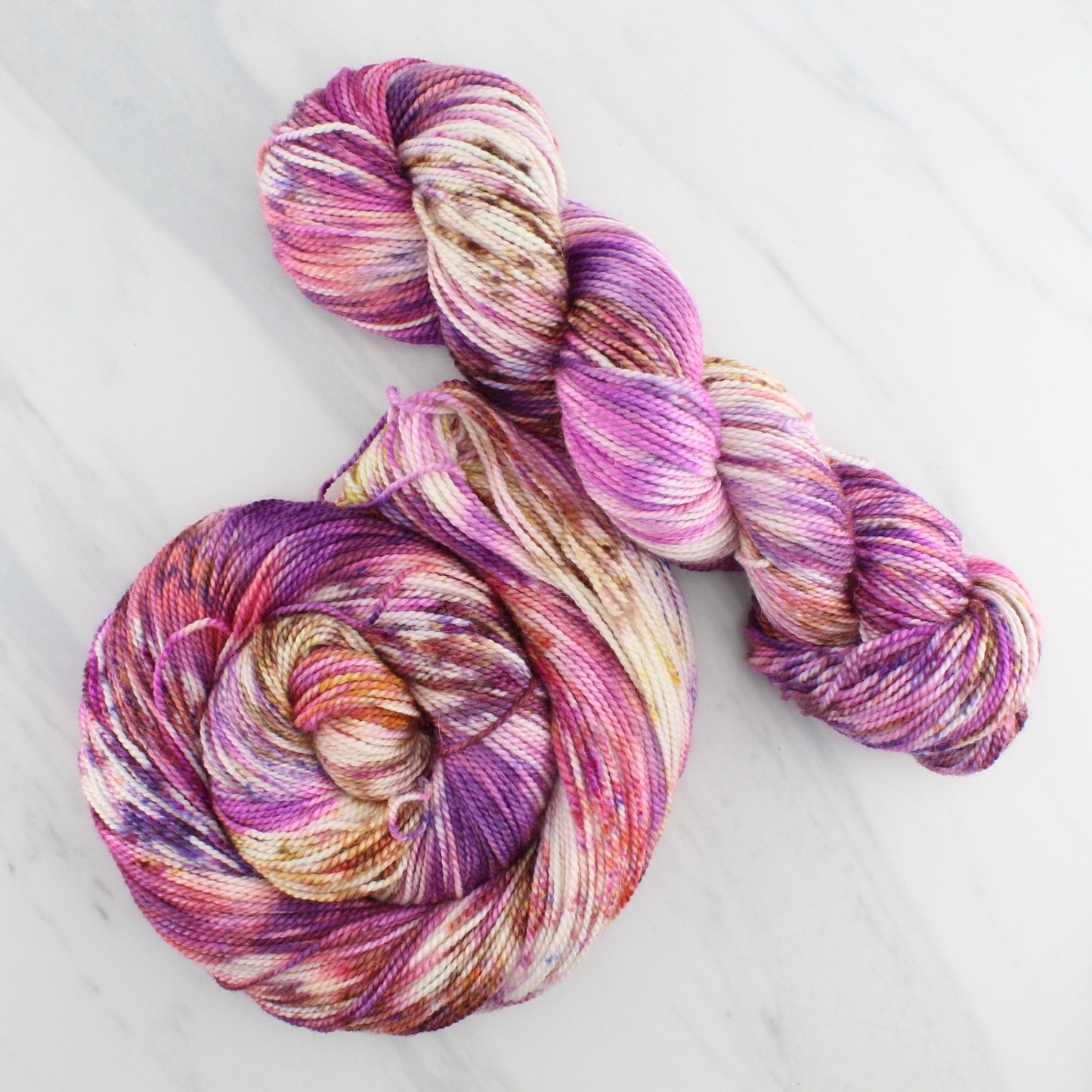 AUTUMN SUNSET Hand Dyed on Buttery Soft DK - Splashed & Speckled Yarn