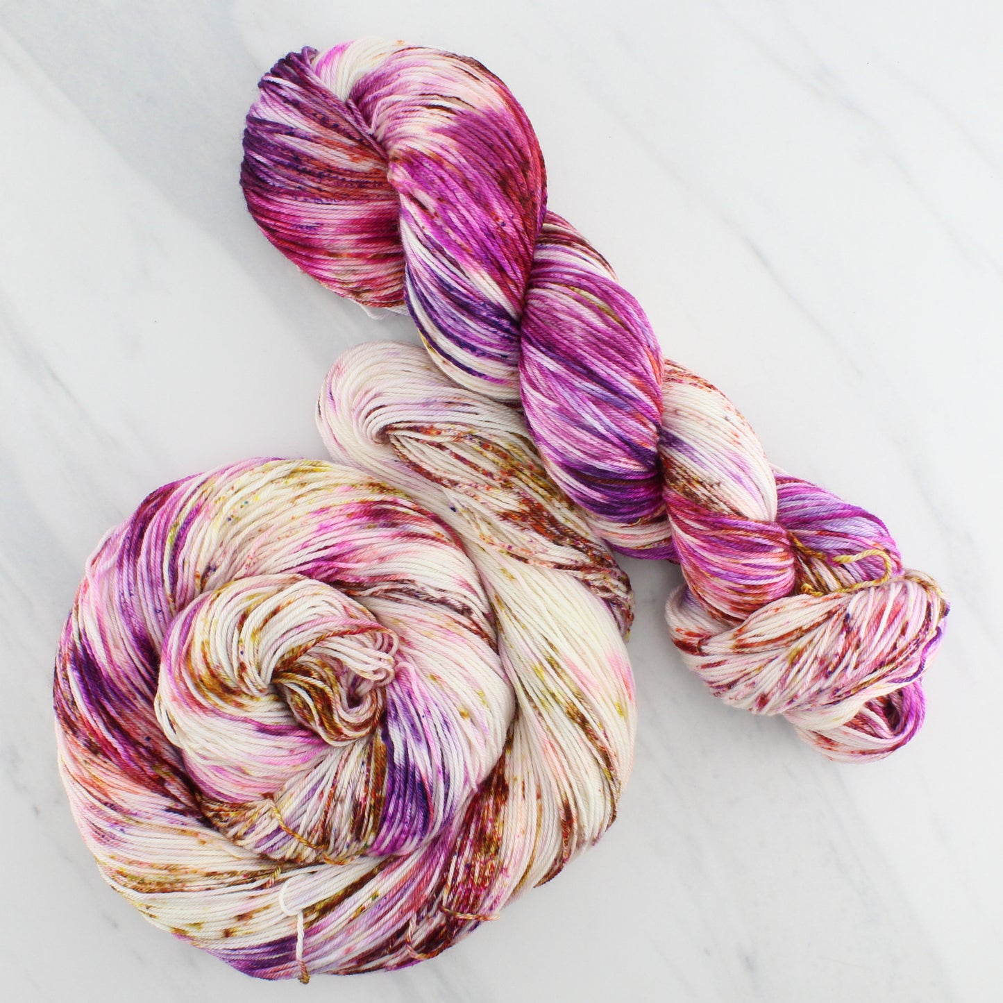 AUTUMN SUNSET Hand Dyed on Sock Perfection - Splashed & Speckled Yarn