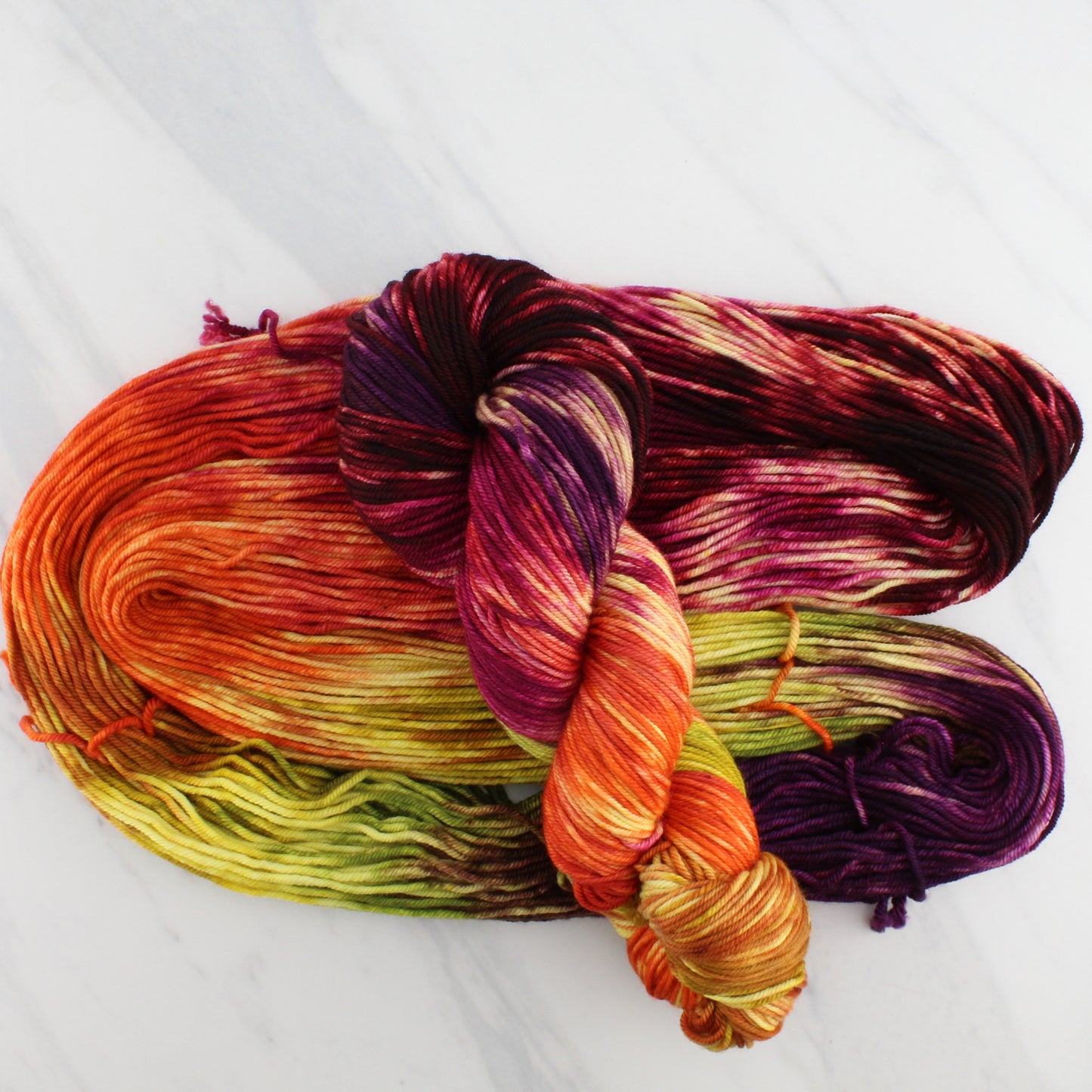 AUTUMN LEAVES Hand Dyed on Squoosh Worsted - Block Variegated Yarn