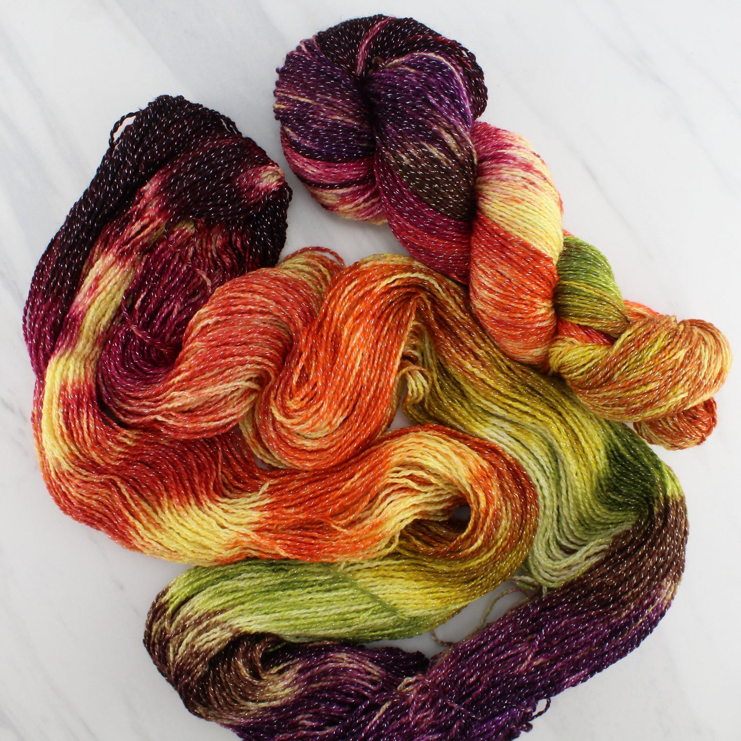 AUTUMN LEAVES Hand Dyed on Twinkle Fingering - Block Variegated Yarn