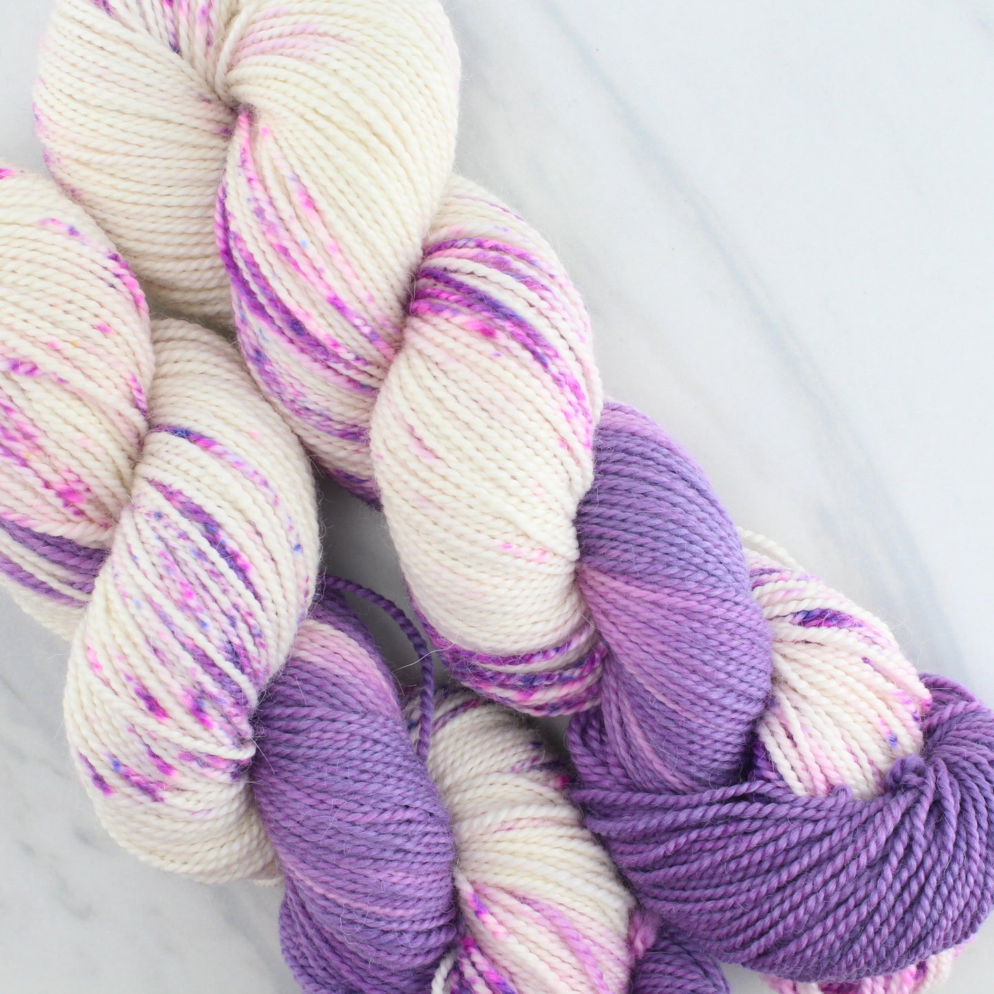 CROCUSES IN SNOW on Buttery Soft DK - Assigned Pooling Colorway