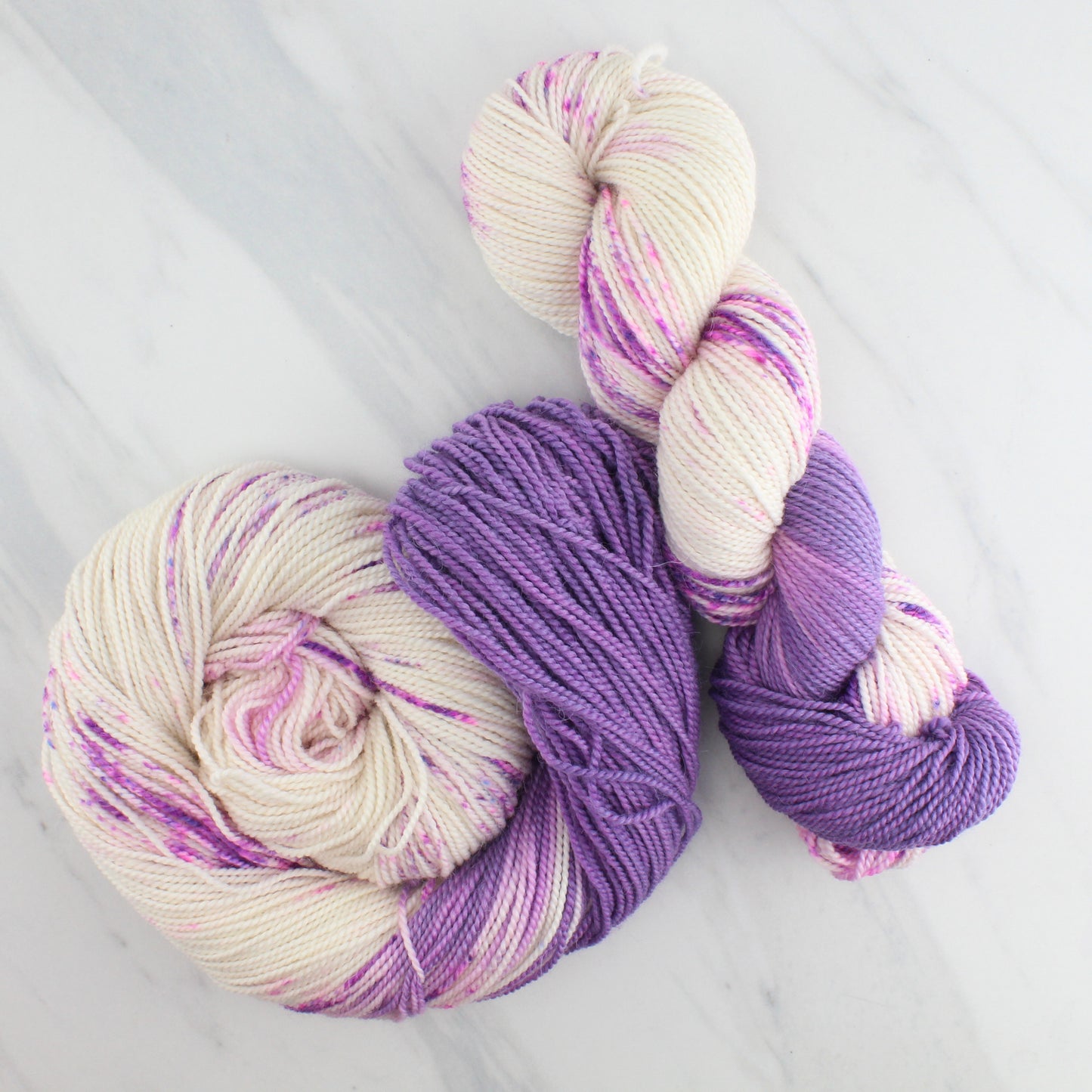 CROCUSES IN SNOW on Buttery Soft DK - Assigned Pooling Colorway