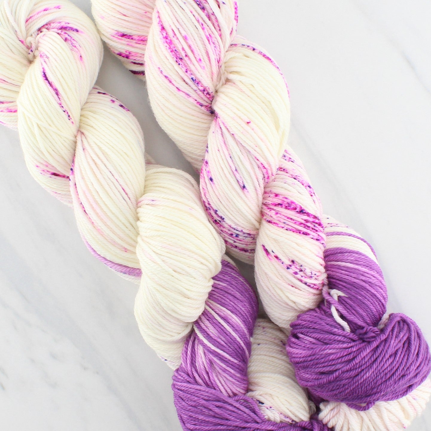 CROCUSES IN SNOW on Squoosh DK - Assigned Pooling Colorway - Purple Lamb