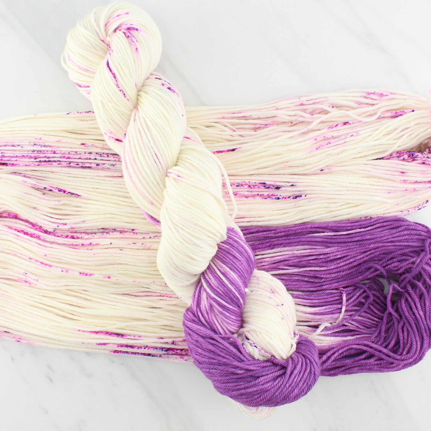 CROCUSES IN SNOW on Squoosh DK - Assigned Pooling Colorway - Purple Lamb