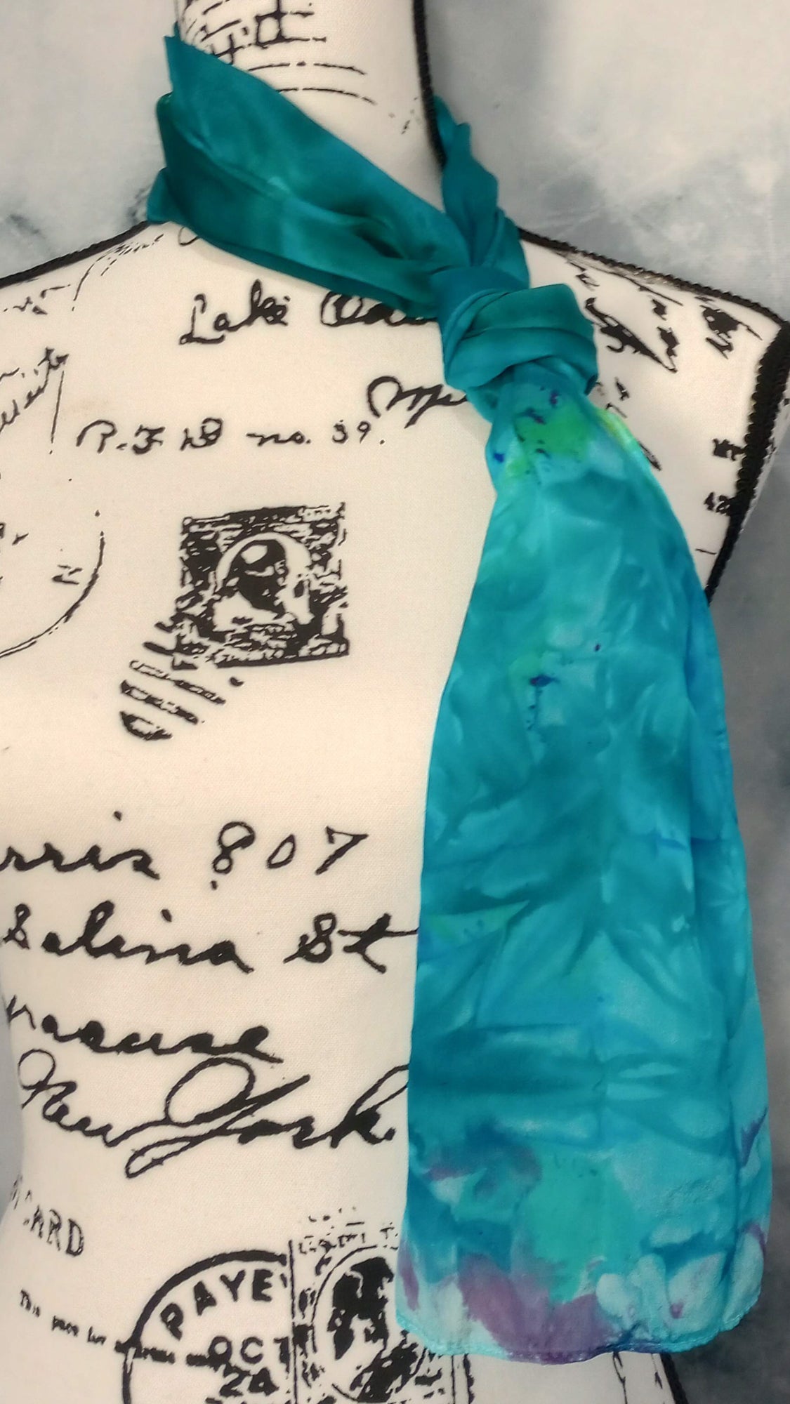 DREAMS OF THE SEA Hand-Dyed Silk Crepe Scarf - 11 x 60 inches