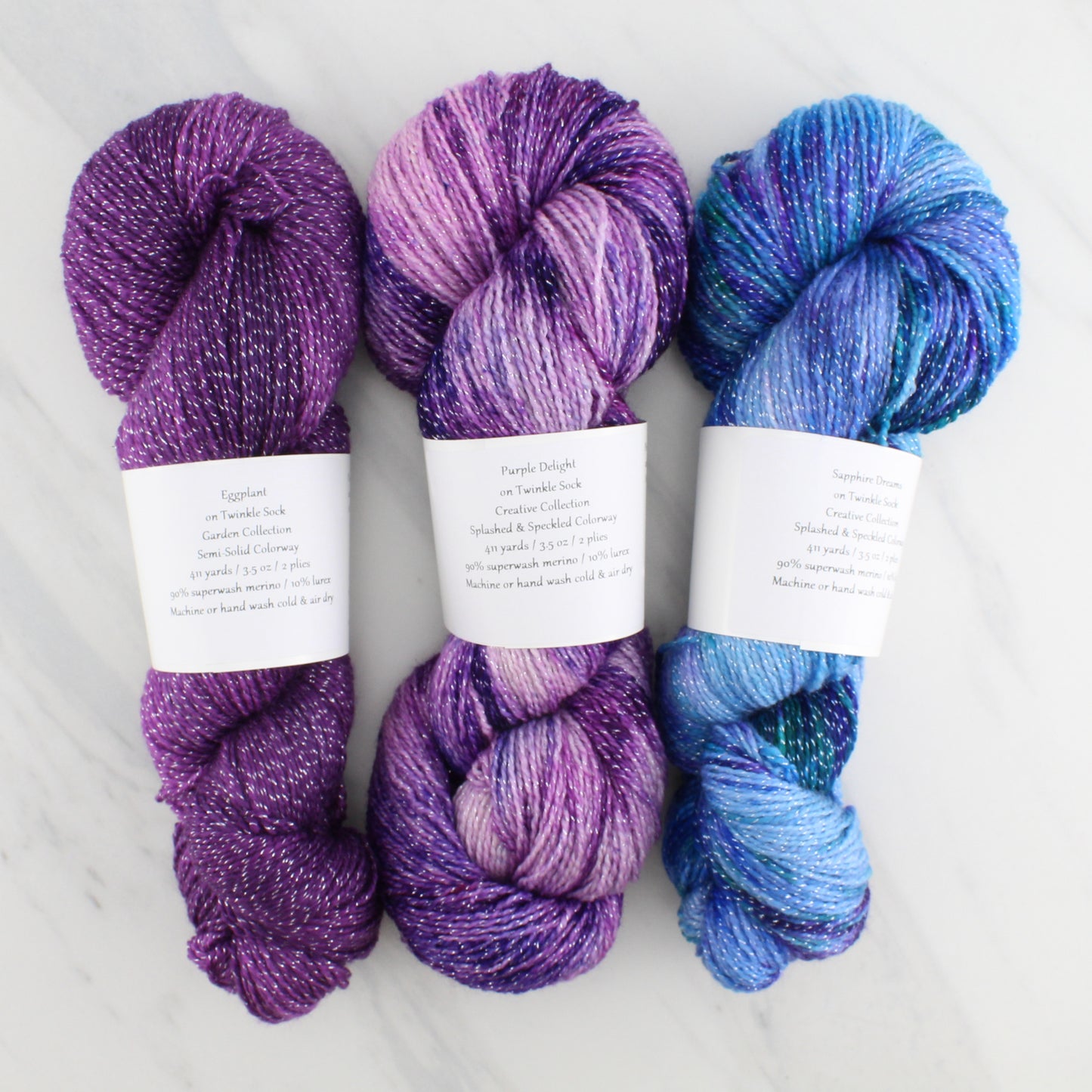 SAPPHIRE DREAMS Hand Dyed on Twinkle Sock - Splashed & Speckled Yarn