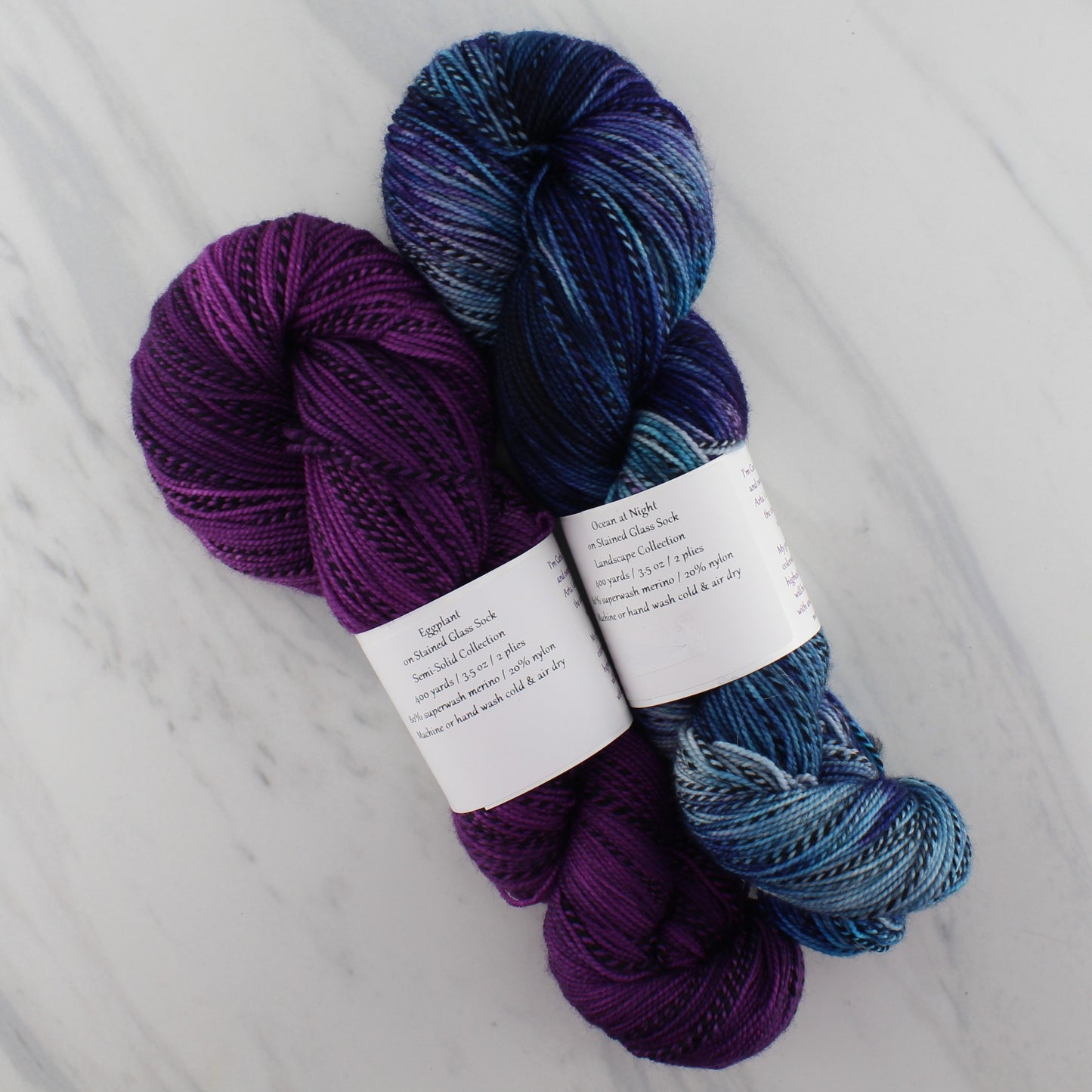 OCEAN AT NIGHT on Stained Glass Sock - Hand-Dyed Yarn - Purple Lamb