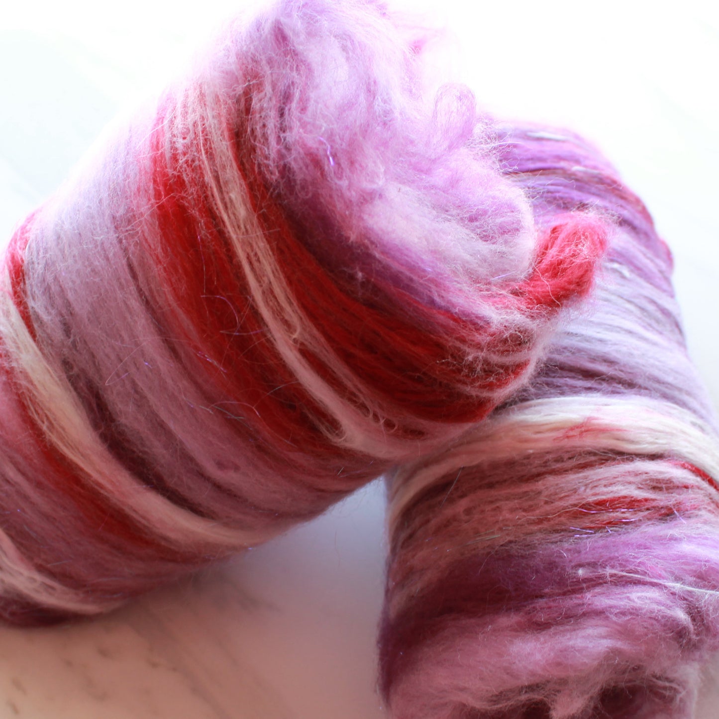 FLOWER OF LIFE II - Georgia O'Keeffe Art Batts to Spin and Felt - Purple Lamb