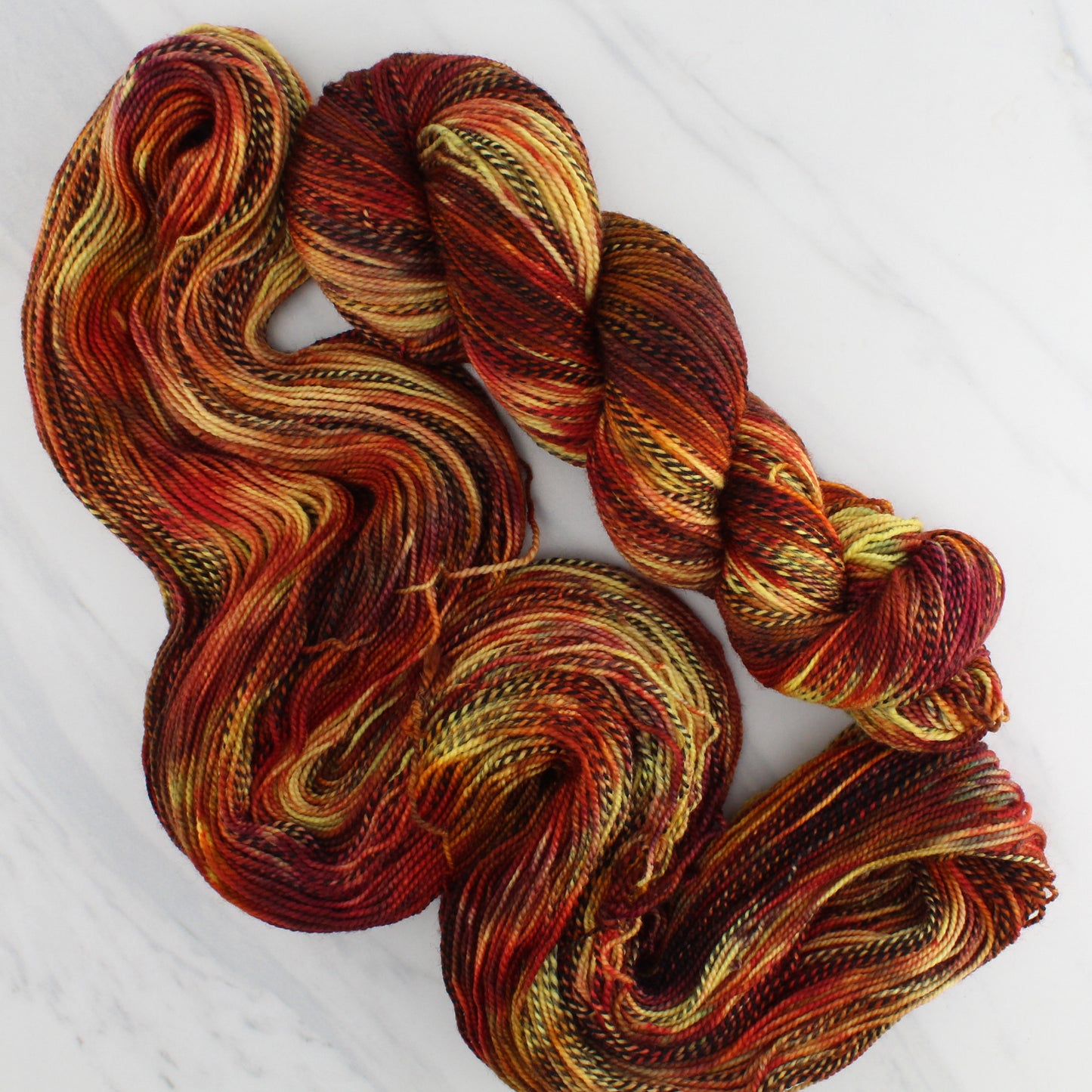 JAPANESE MAPLES Hand Dyed on Stained Glass Sock - Splashed & Speckled Yarn