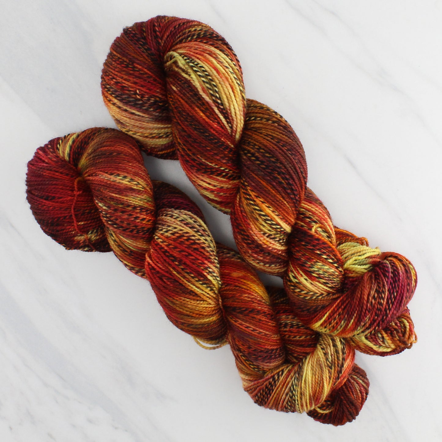 JAPANESE MAPLES Hand Dyed on Stained Glass Sock - Splashed & Speckled Yarn