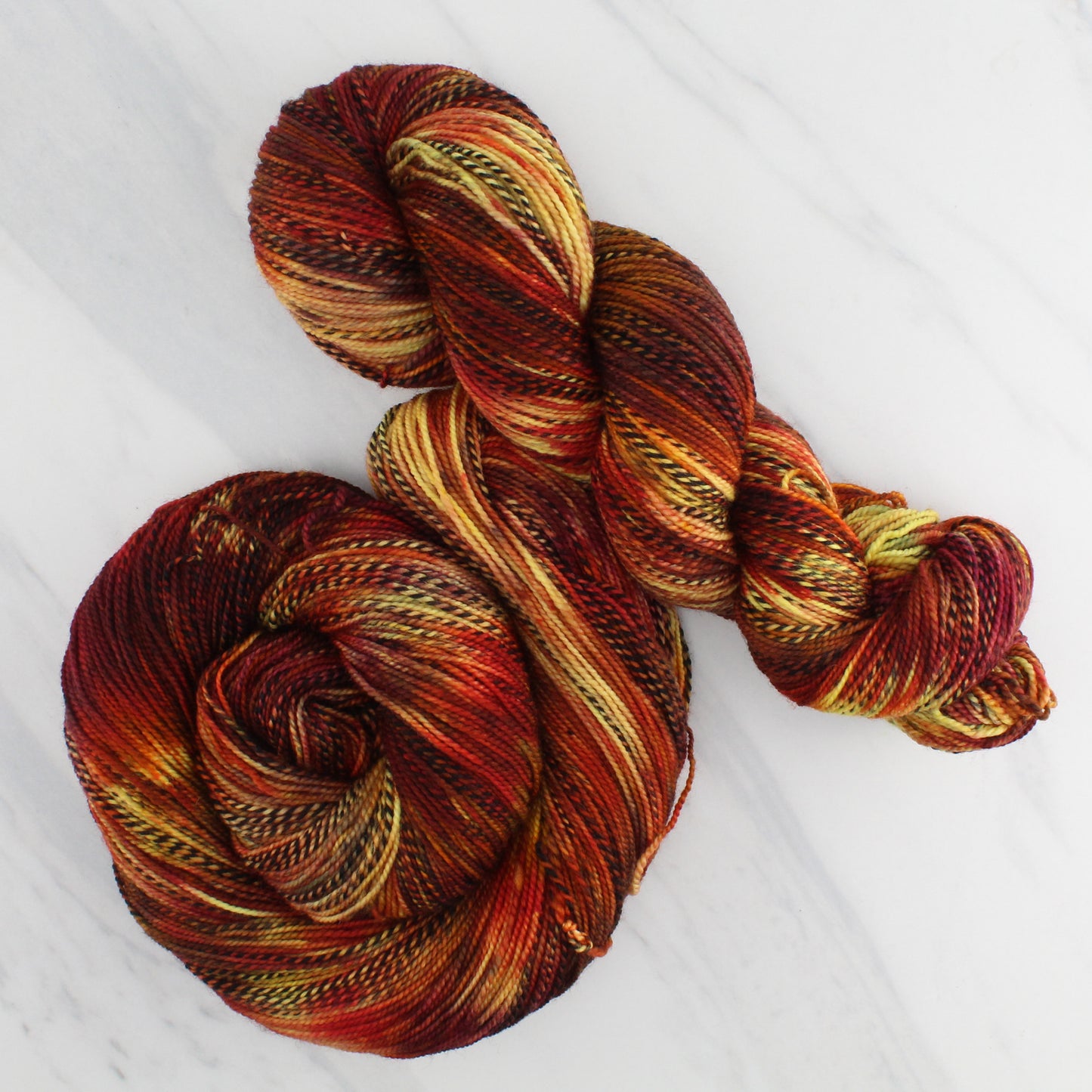 JAPANESE MAPLES Hand Dyed on Stained Glass Sock - Splashed & Speckled Yarn