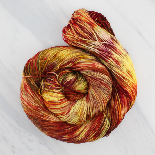 JAPANESE MAPLES Hand Dyed on Sock Perfection - Splashed & Speckled Yarn