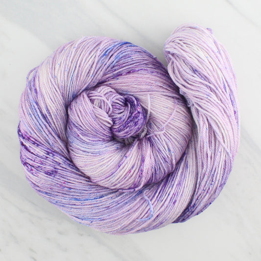 LILAC Hand Dyed on So Silky Fingering - Semi-Solid Yarn with Speckles