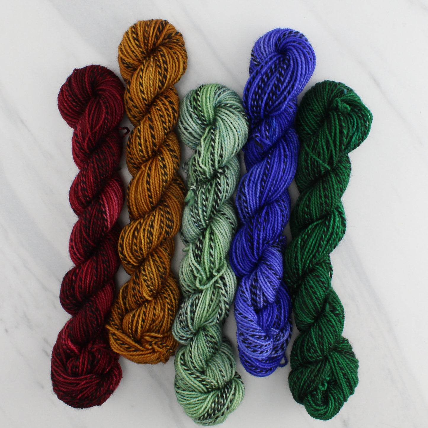 SAINT PATRICK'S DAY Mini-Skein Set of Five - Hand-Dyed 20 gram Sock-Weight Mini Skeins on Stained Glass Fingering
