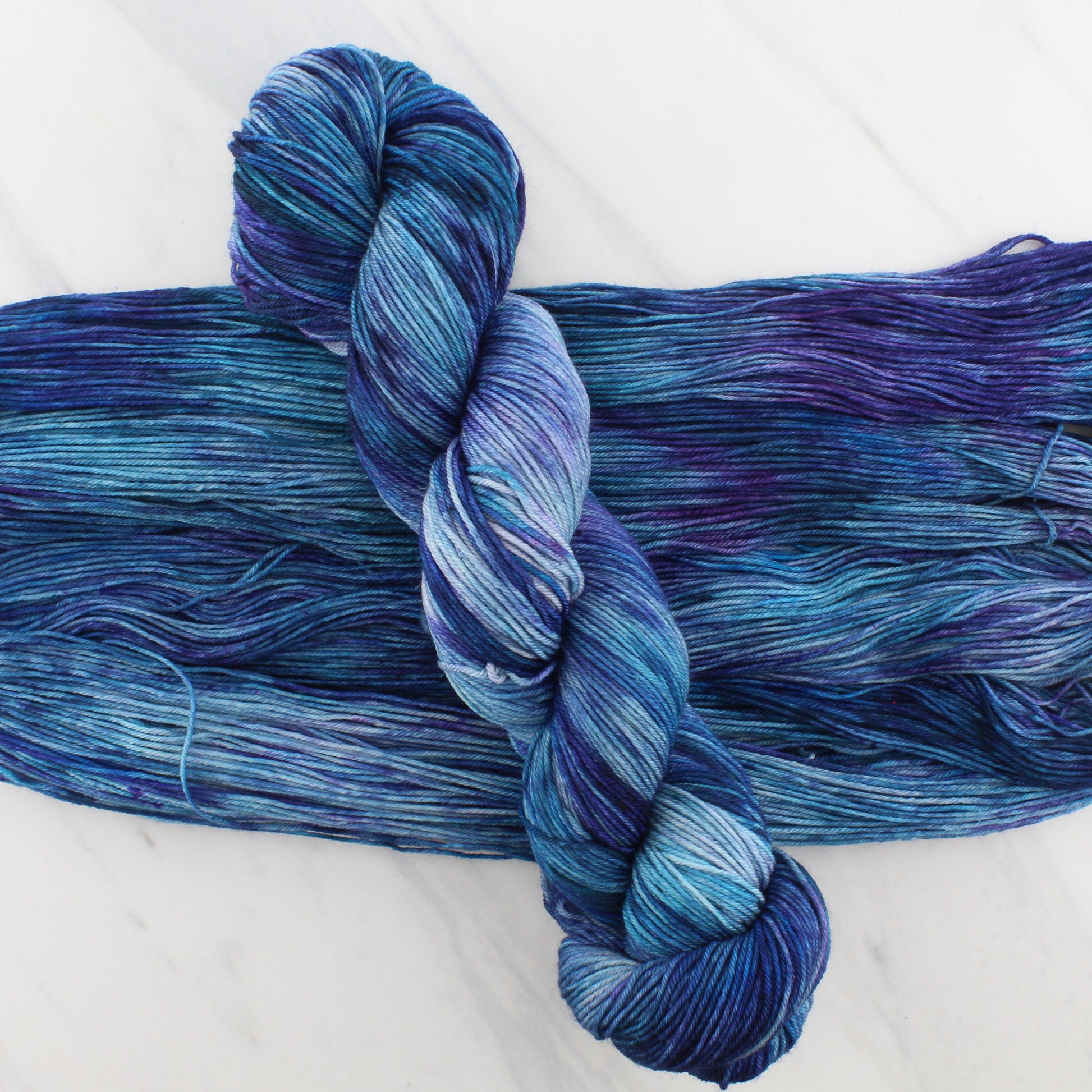 OCEAN AT NIGHT on Sock Perfection- Hand-Dyed Yarn - Purple Lamb
