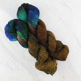 PEACOCK FEATHERS Hand-Dyed Yarn on Sparkly Merino Sock