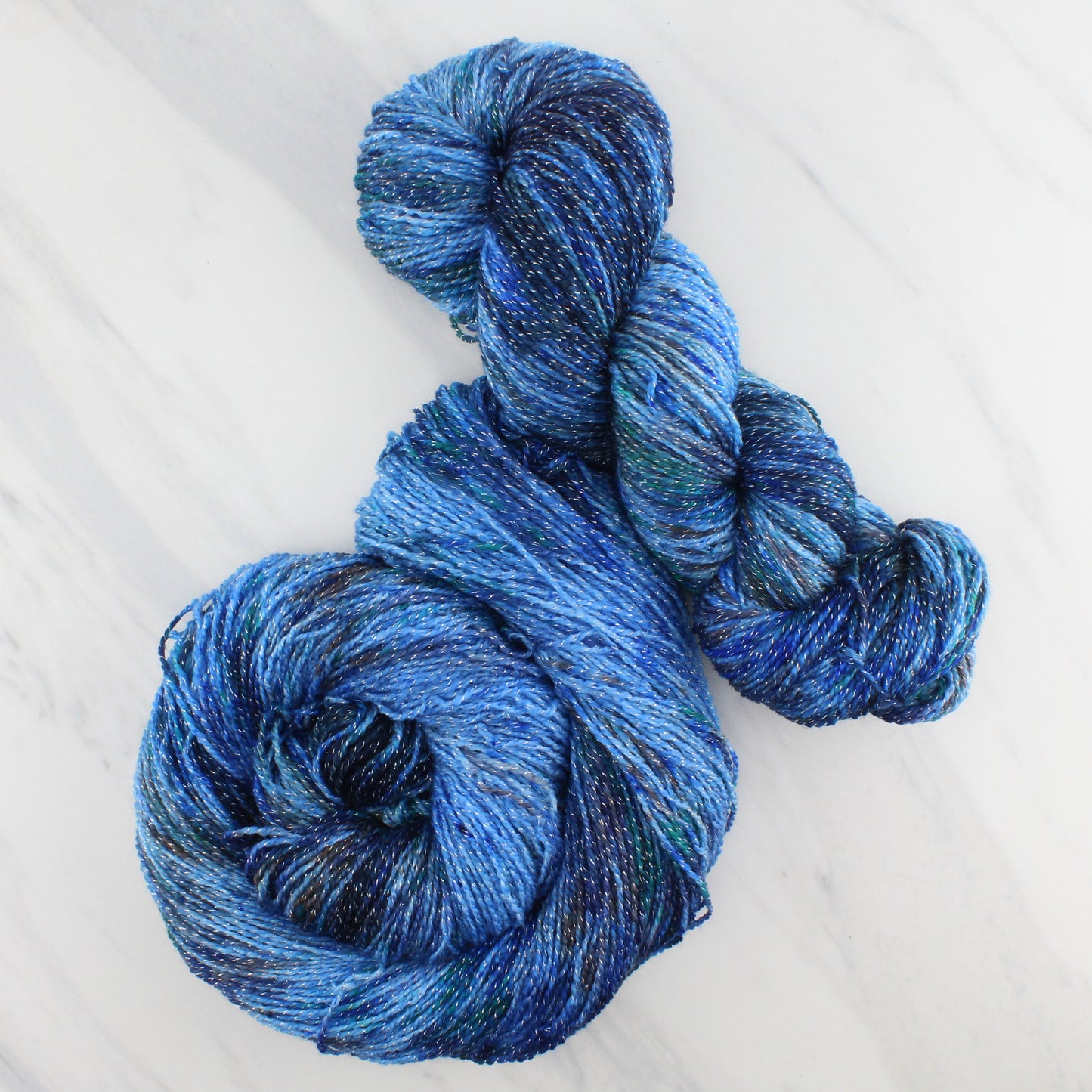 PEACOCK EYES Hand Dyed on Twinkle Fingering - Splashed and Speckled Yarn