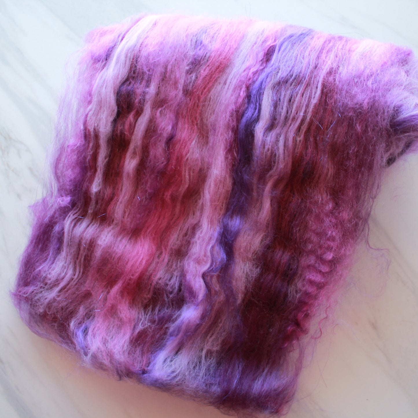 PURPLE DELIGHT Art Batts for Spinning and Felting - Purple Lamb