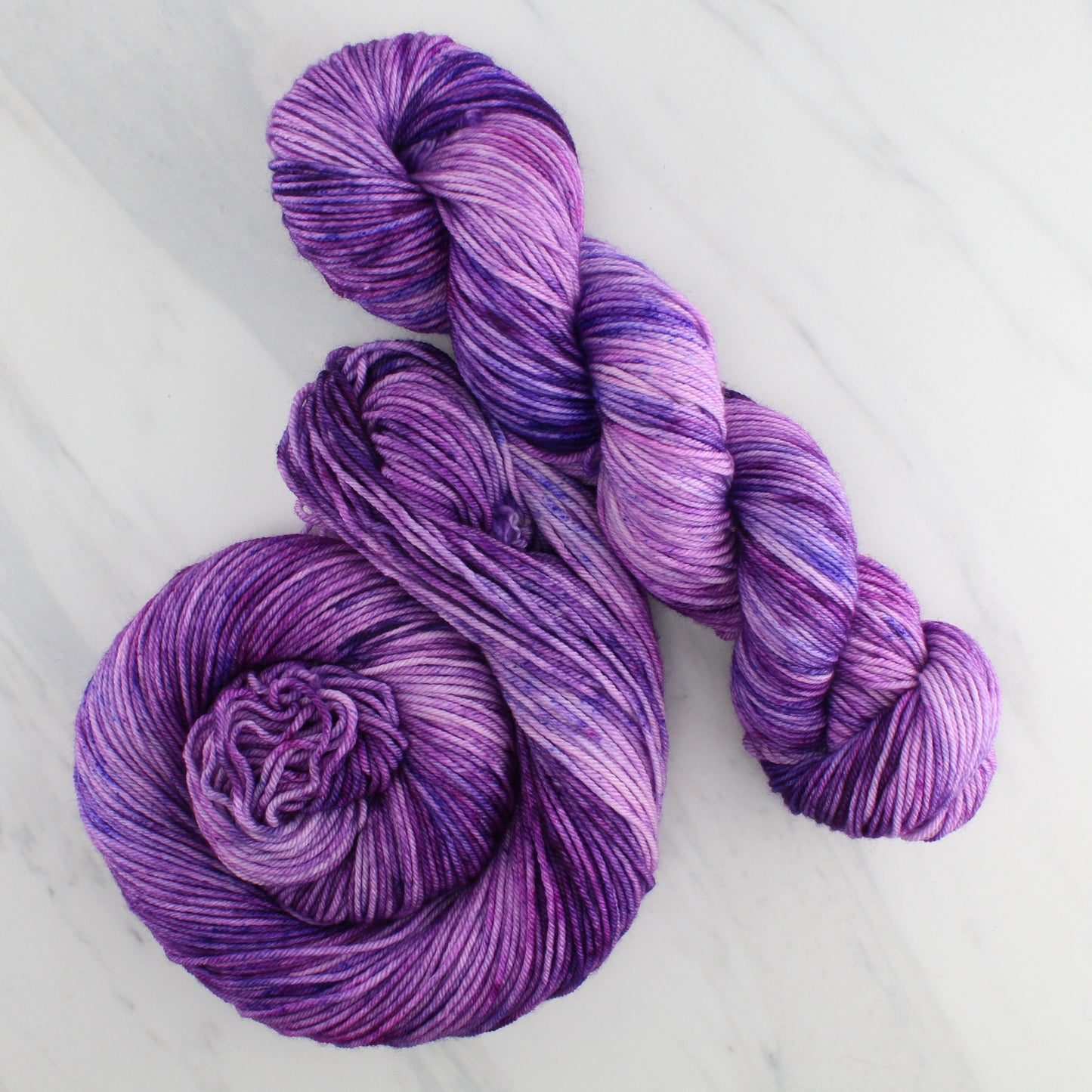 PURPLE DELIGHT Hand-Dyed Yarn on Squoosh DK - Splashed & Speckled Yarn