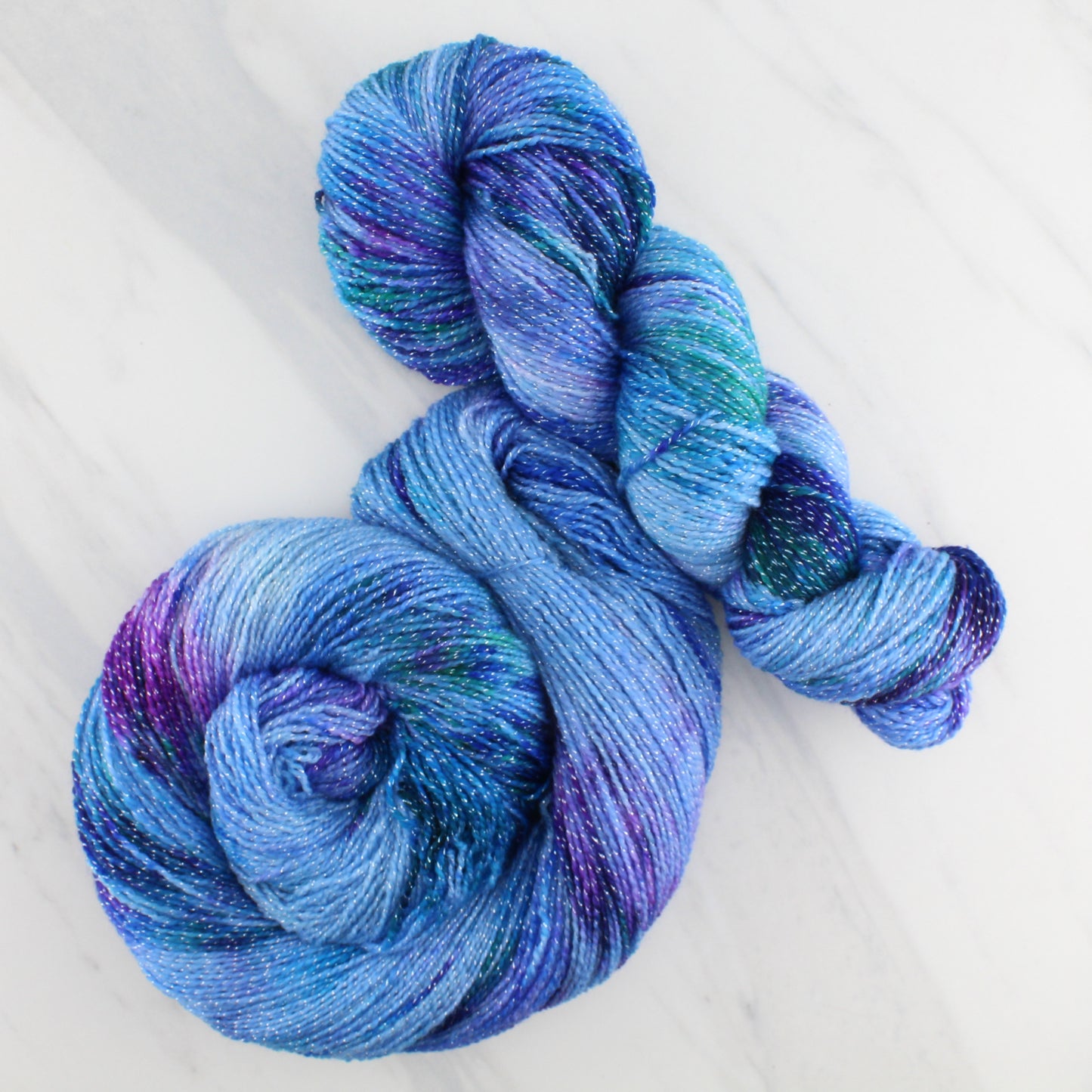 SAPPHIRE DREAMS Hand Dyed on Twinkle Sock - Splashed & Speckled Yarn