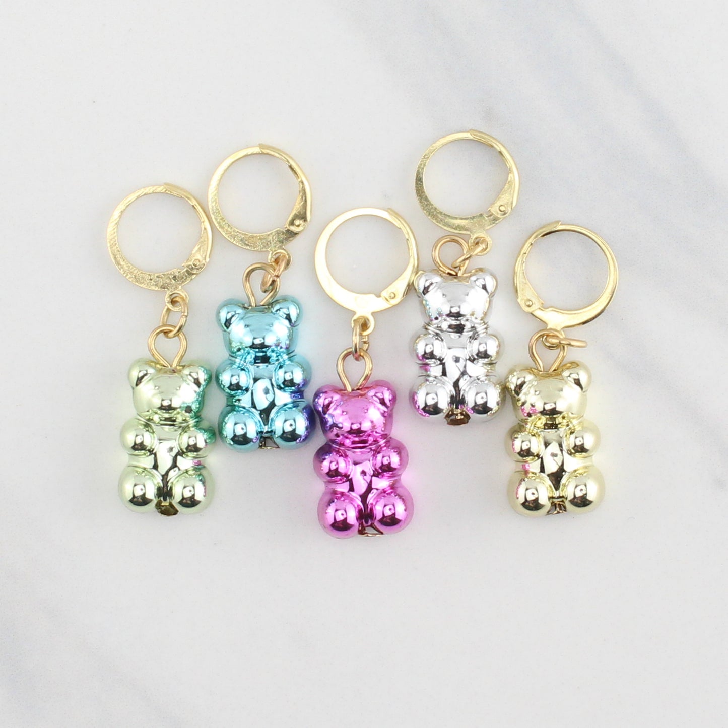 METALLIC GUMMY BEAR STITCH MARKER SETS FOR KNITTING AND CROCHET