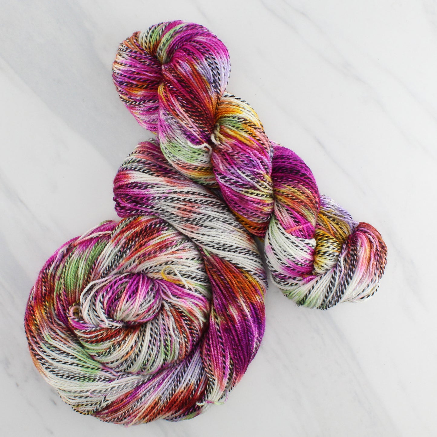 TULIPS Hand Dyed on Stained Glass Fingering - Splashed & Speckled Colorway