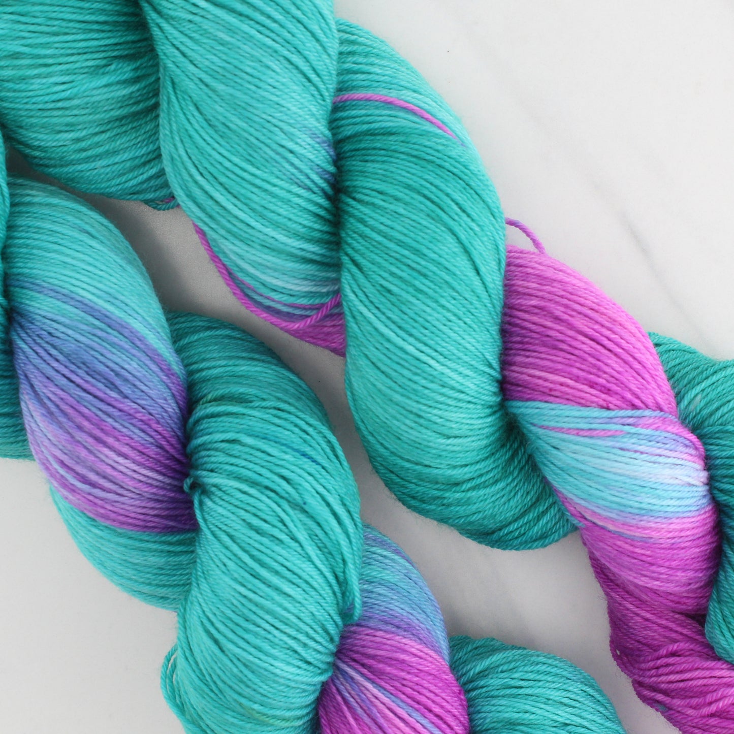TURQUOISE AND AMETHYST - Yarn Dyed to Order - Assigned Pooling Colorway
