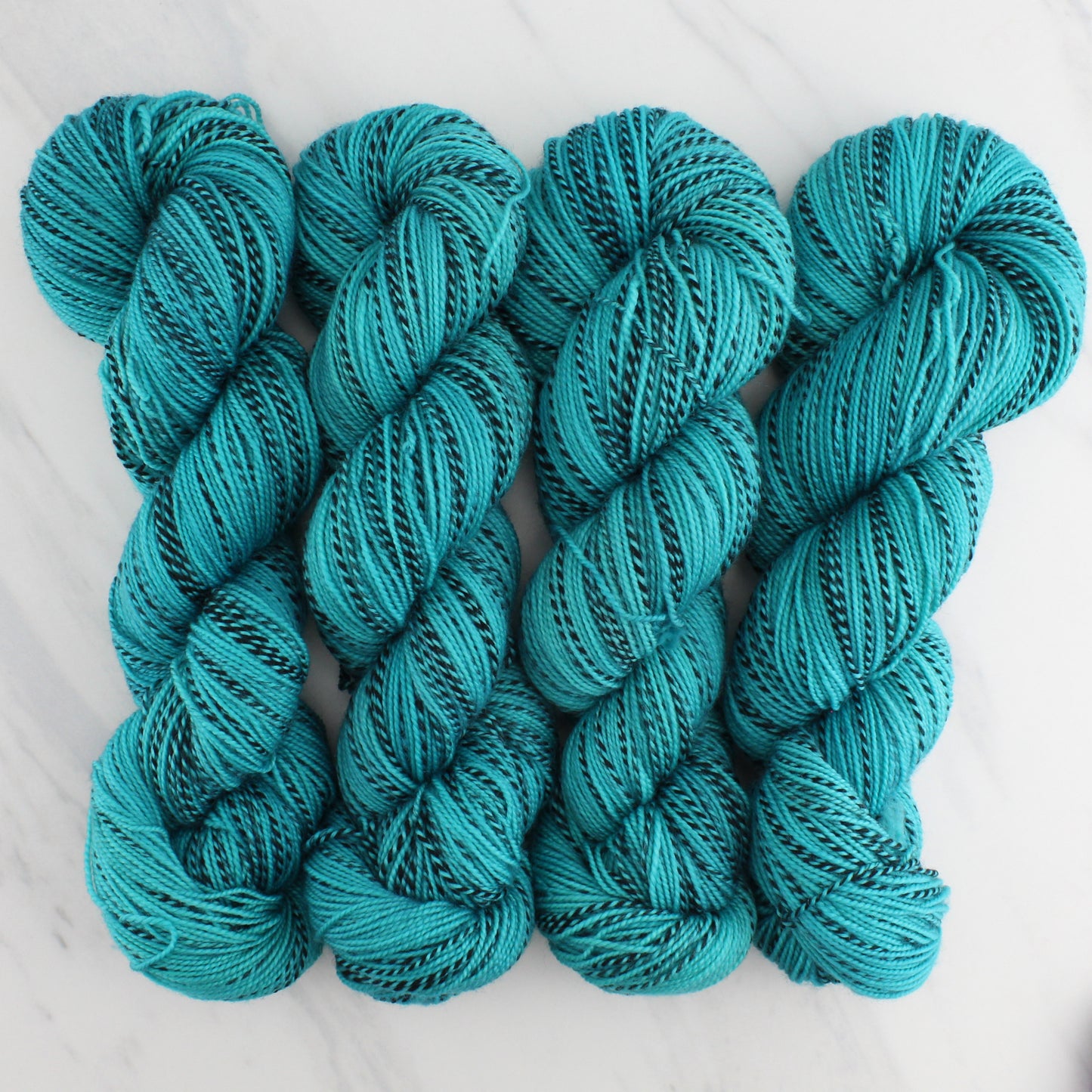 TURQUOISE Hand Dyed on Stained Glass Fingering - Semi-Solid Yarn