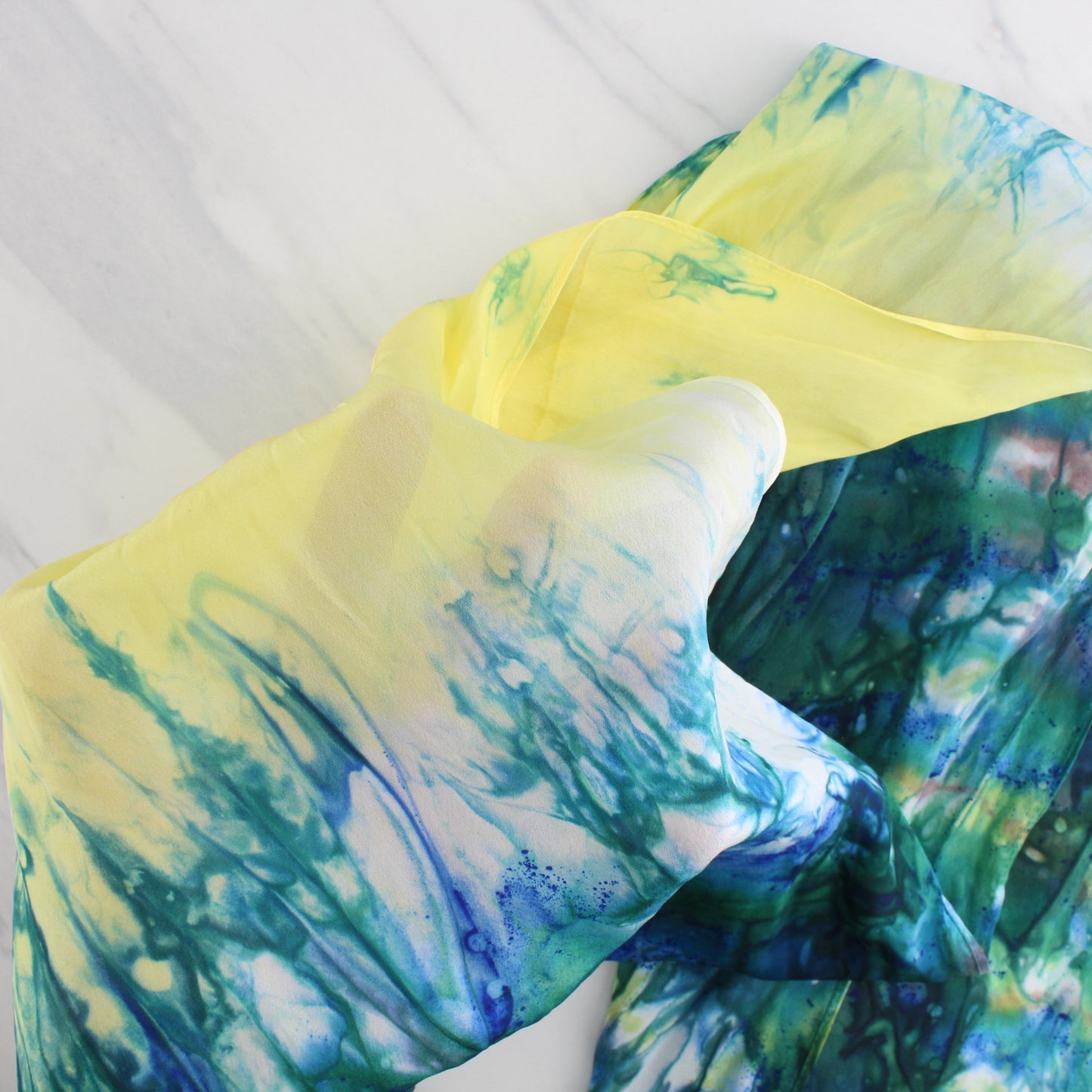 VAN GOGH'S STARRY NIGHT Hand-Dyed Silk Crepe Scarf - 11 x 60 inches