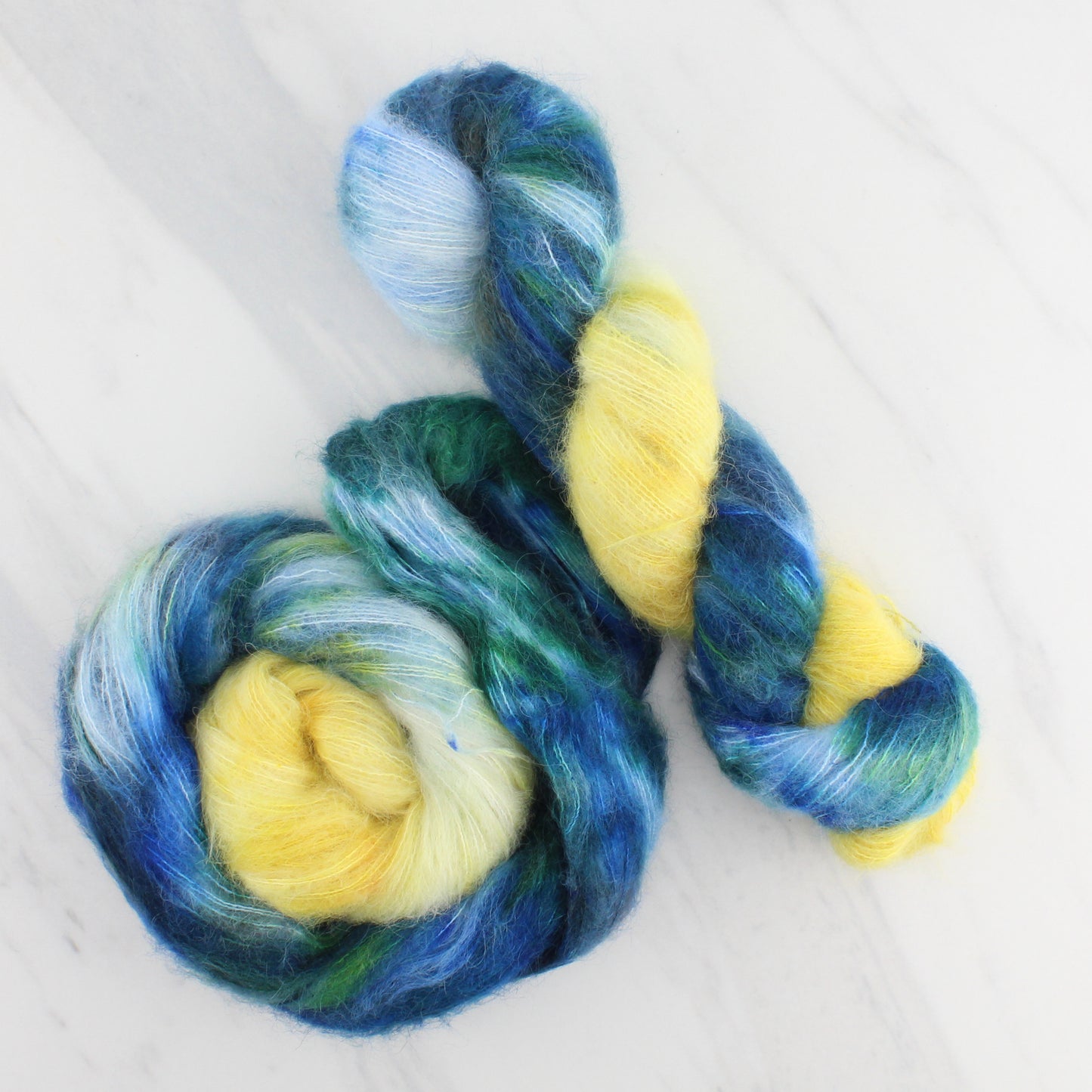 VAN GOGH'S STARRY NIGHT Hand Dyed on Suri Lace Cloud - Assigned Pooling Colorway