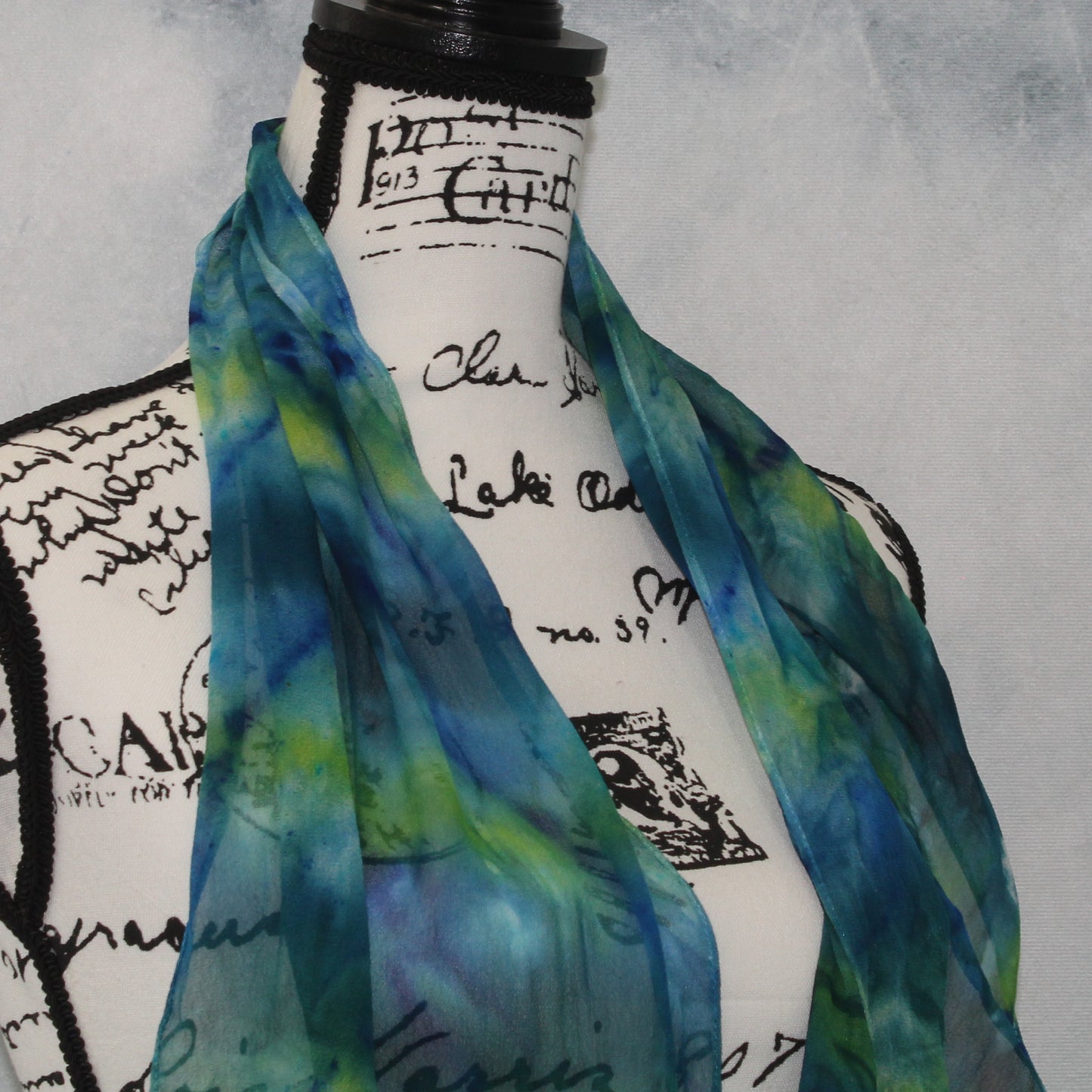 VISIT TO LYME Hand-Dyed Silk Chiffon Scarf - 11 x 60 inches - Purple Lamb