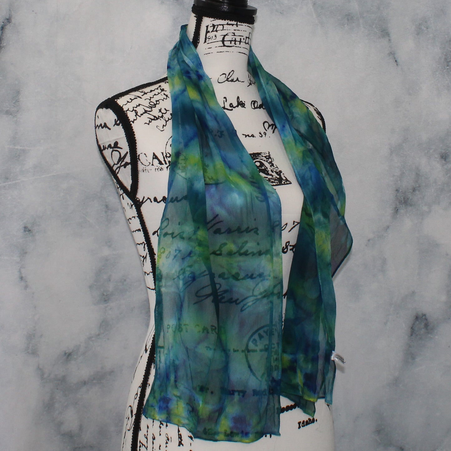 VISIT TO LYME Hand-Dyed Silk Chiffon Scarf - 11 x 60 inches - Purple Lamb