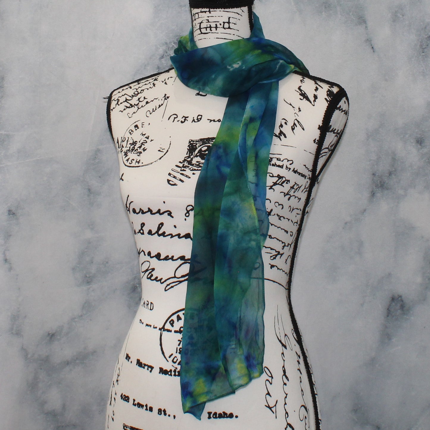 VISIT TO LYME Hand-Dyed Silk Chiffon Scarf - 11 x 60 inches - Purple Lamb