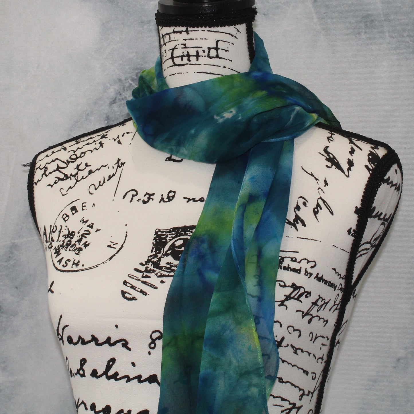 VISIT TO LYME Hand-Dyed Silk Chiffon Scarf - 11 x 60 inches - Purple Lamb