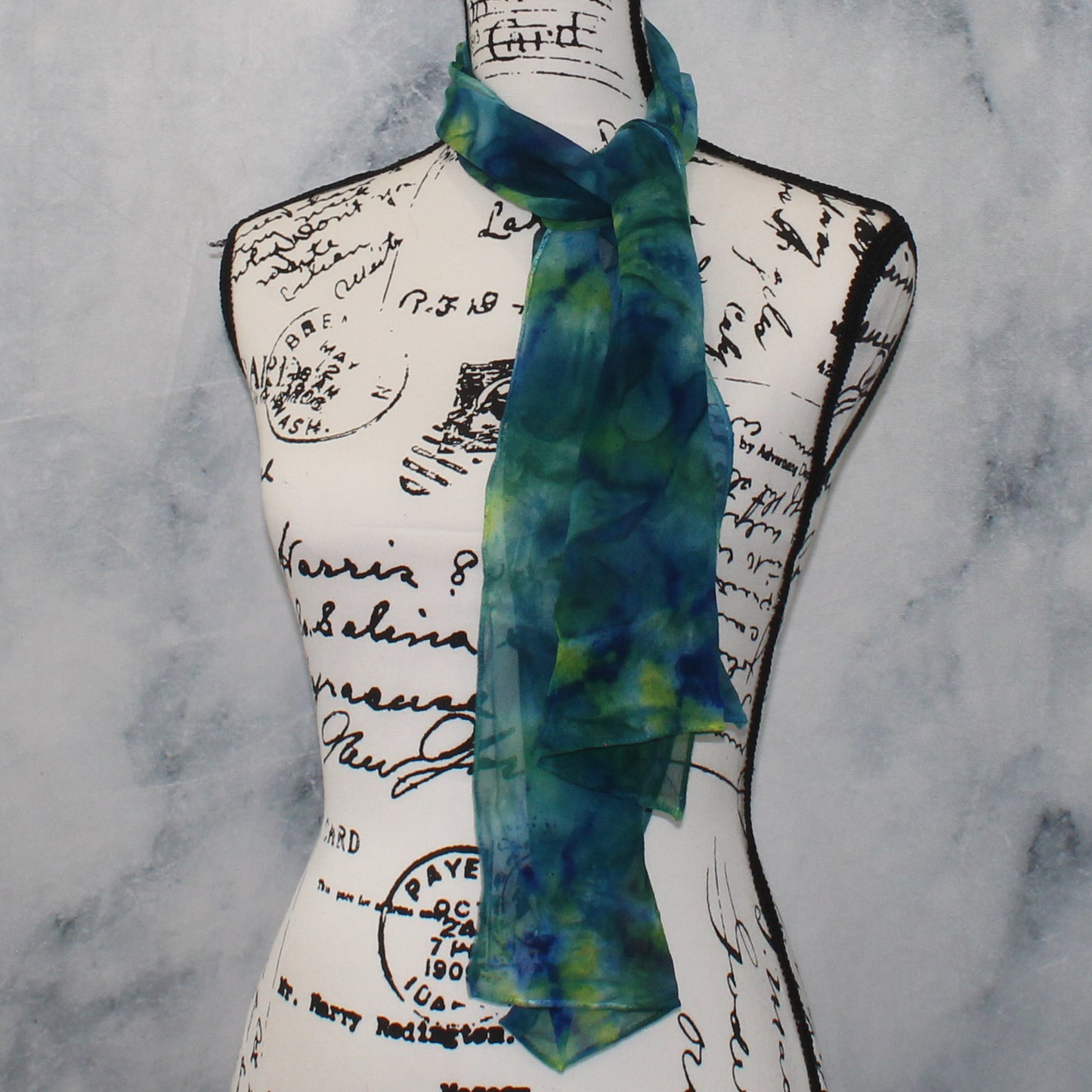 VISIT TO LYME Hand-Dyed Silk Chiffon Scarf - 11 x 60 inches - Purple Lamb