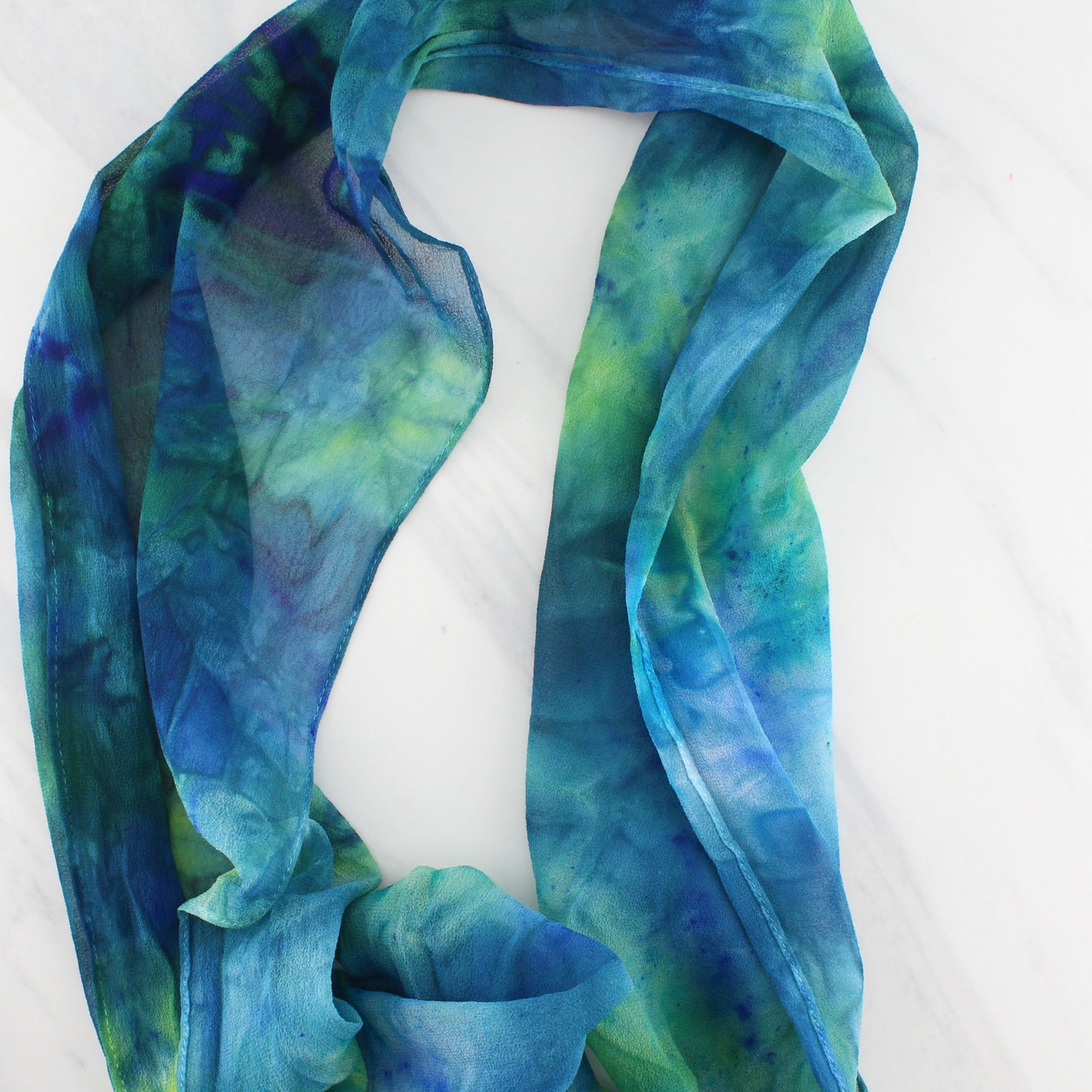 VISIT TO LYME Hand-Dyed Silk Chiffon Scarf - 11 x 60 inches - Purple Lamb