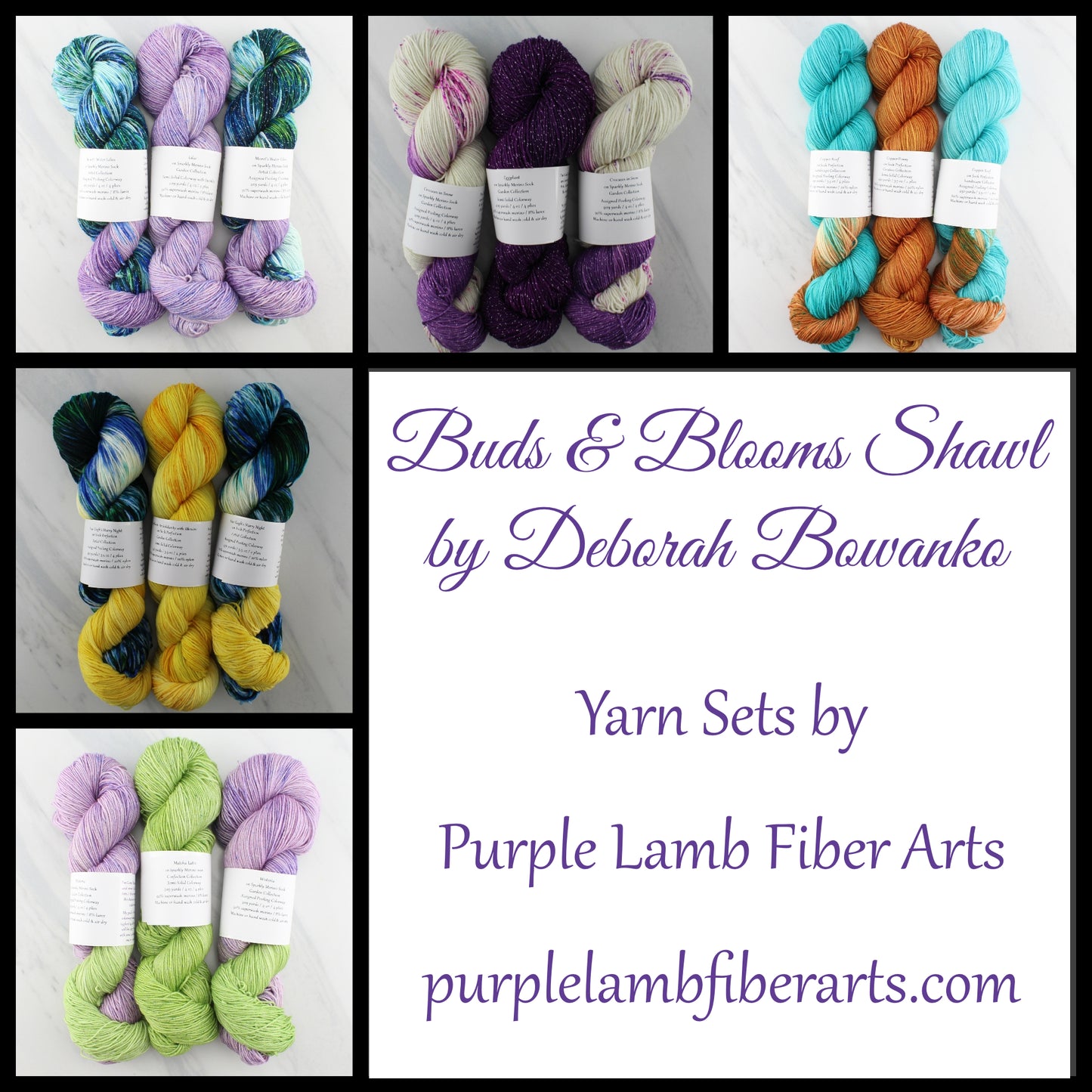 BUDS AND BLOOMS YARN SETS PREORDER for Deborah Bowanko's Buds and Blooms Pattern and KAL - Purple Lamb