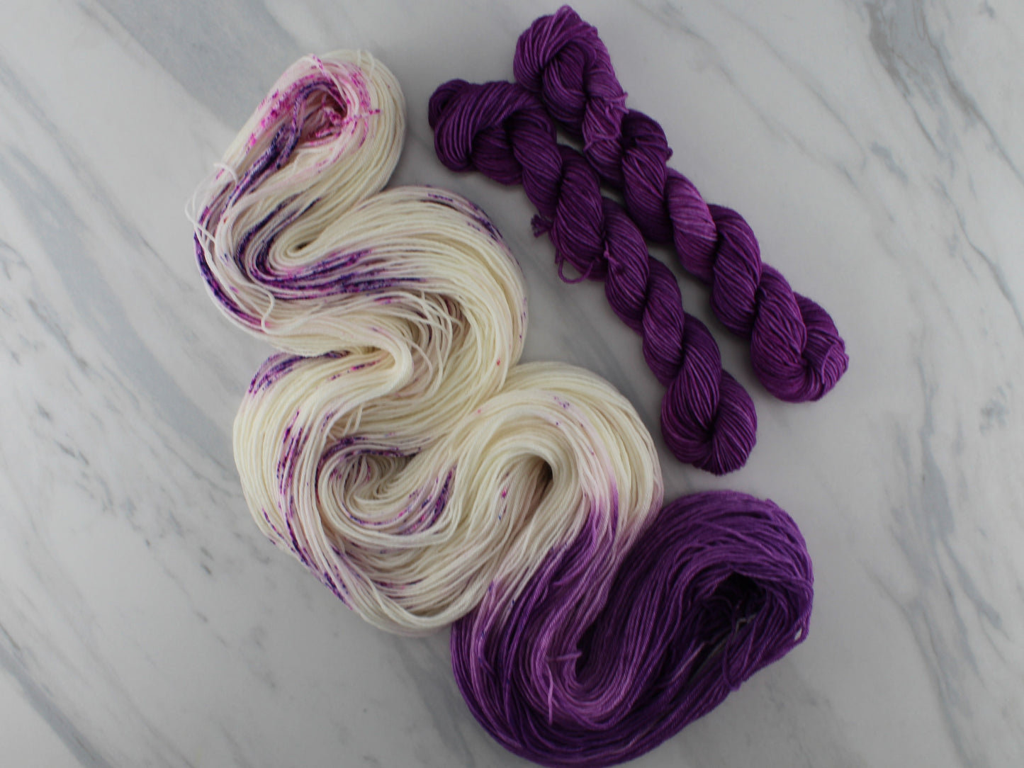 DYED TO ORDER YARN SETS for Deborah Bowanko's POOLS OF COLOR SHAWLETTE - Smaller Version - Purple Lamb