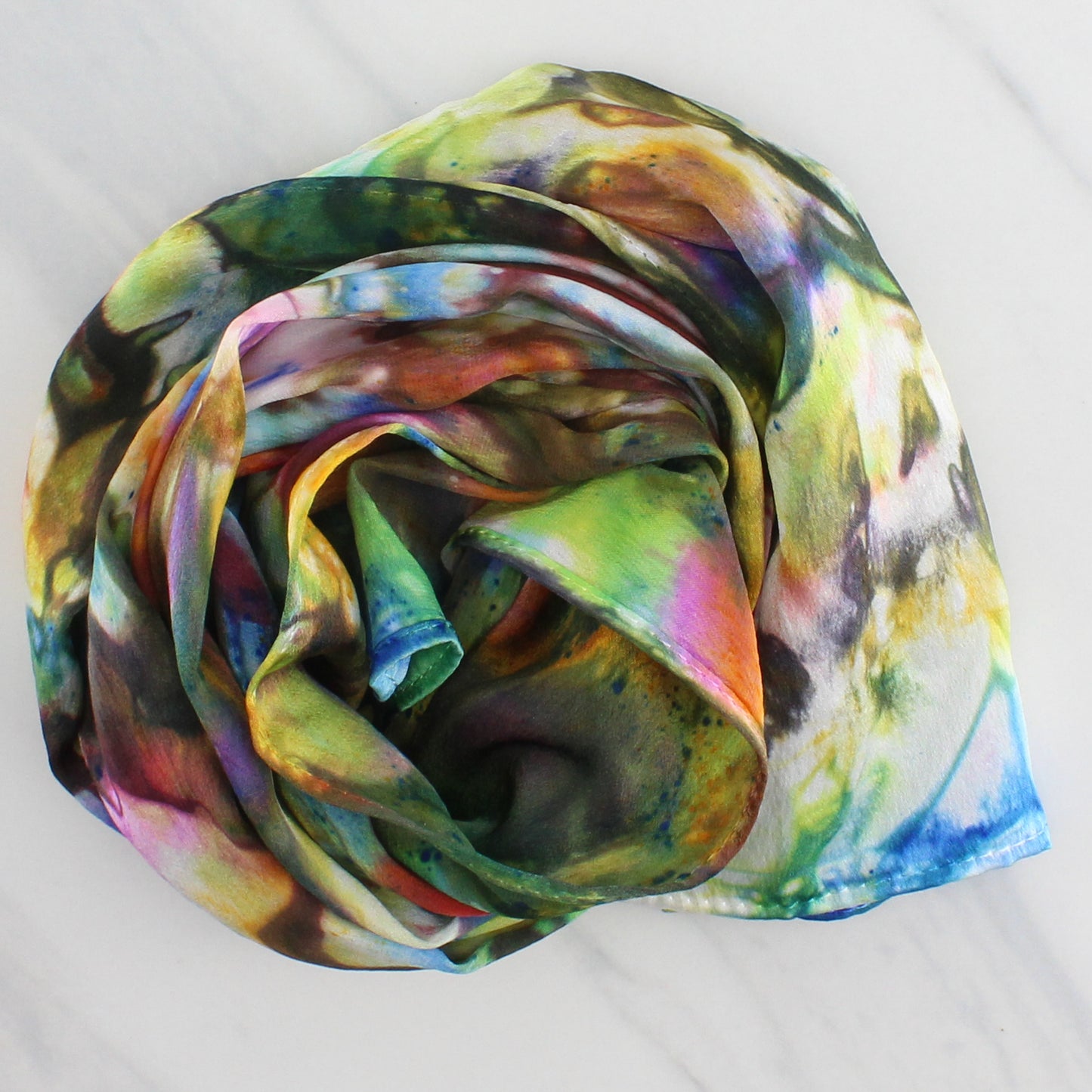 AFREMOV'S FAREWELL TO ANGER Hand-Dyed Silk Satin Scarf - 8 x 54 inches