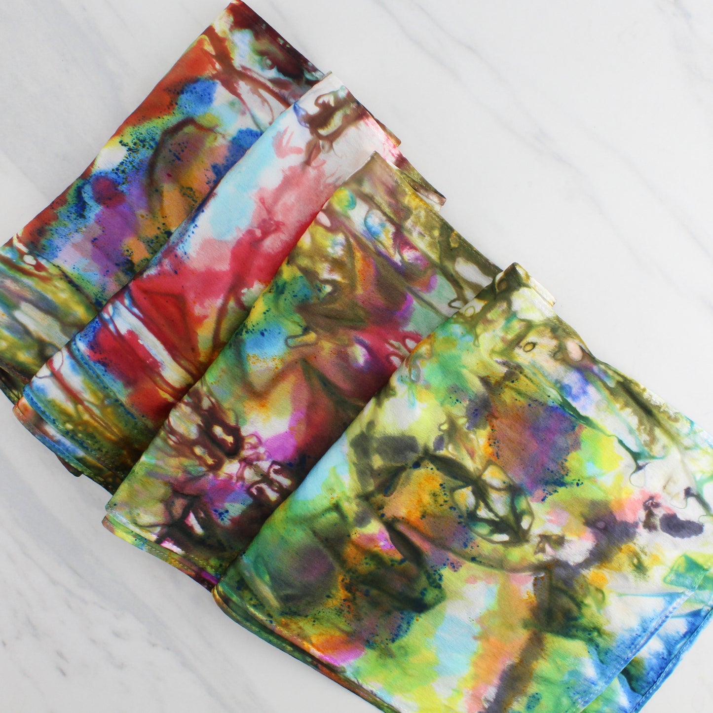 AFREMOV'S FAREWELL TO ANGER Hand-Dyed Silk Satin Scarf - 8 x 54 inches