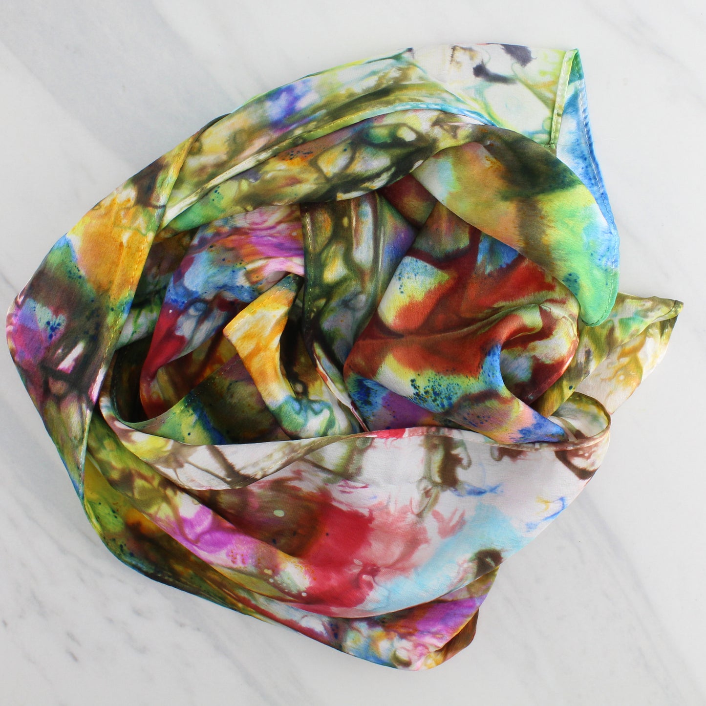 AFREMOV'S FAREWELL TO ANGER Hand-Dyed Silk Satin Scarf - 8 x 54 inches