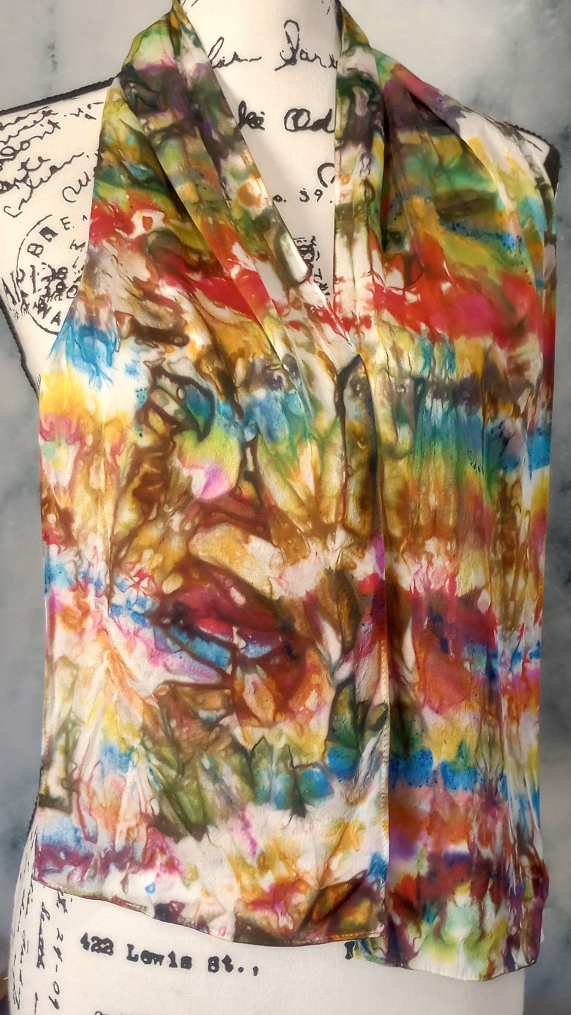 AFREMOV'S FAREWELL TO ANGER Hand-Dyed Silk Satin Scarf - 8 x 54 inches