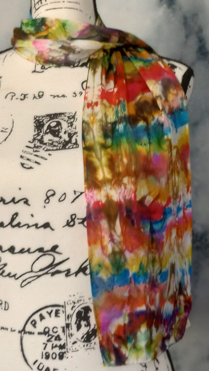 AFREMOV'S FAREWELL TO ANGER Hand-Dyed Silk Satin Scarf - 8 x 54 inches