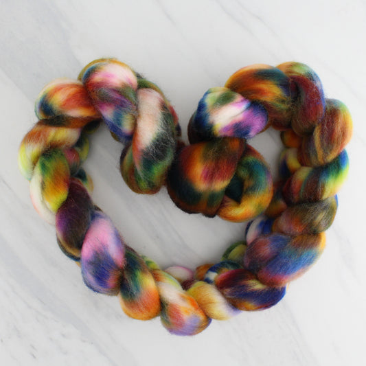 AFREMOV'S FAREWELL TO ANGER Hand-Dyed Organic Polwarth Top for Spinning or Felting