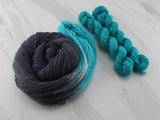 POOLS OF COLOR SHAWL by Deborah Bowanko - YARN SET #5 with Agate and Emerald on Sock Perfection with Contentment Minis