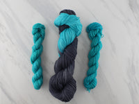 POOLS OF COLOR SHAWL by Deborah Bowanko - YARN SET #5 with Agate and Emerald on Sock Perfection with Contentment Minis