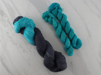 POOLS OF COLOR SHAWL by Deborah Bowanko - YARN SET #5 with Agate and Emerald on Sock Perfection with Contentment Minis