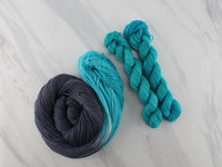 POOLS OF COLOR SHAWL by Deborah Bowanko - YARN SET #5 with Agate and Emerald on Sock Perfection with Contentment Minis