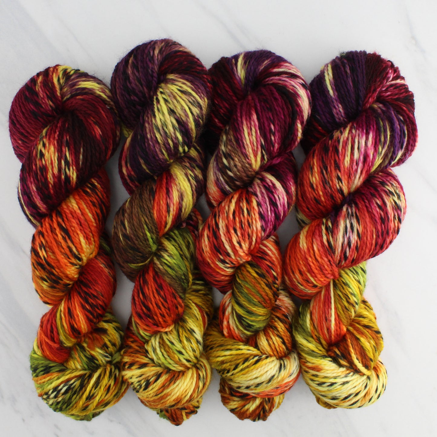 AUTUMN LEAVES Hand Dyed on Stained Glass DK - Block Variegated Yarn